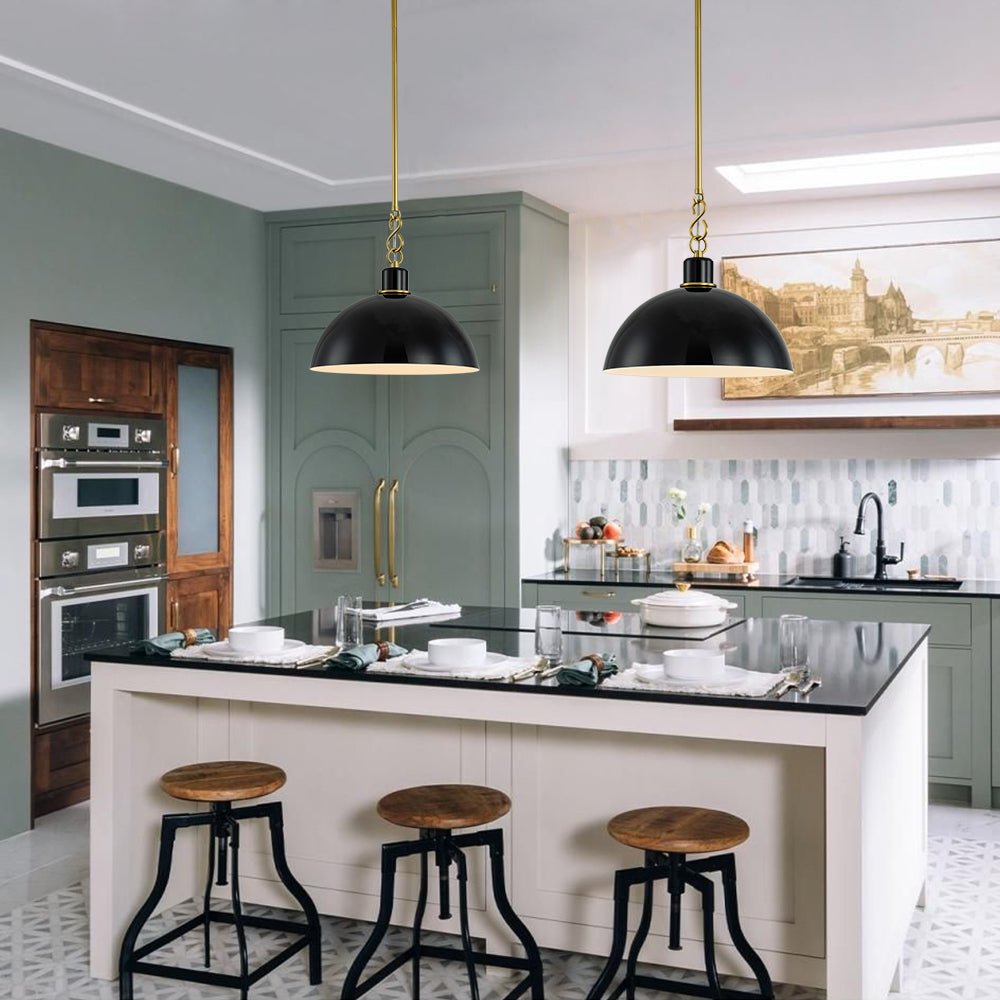 (OpenBox) 1-Light Danish Kitchen Dome Pendant Light - Black White
