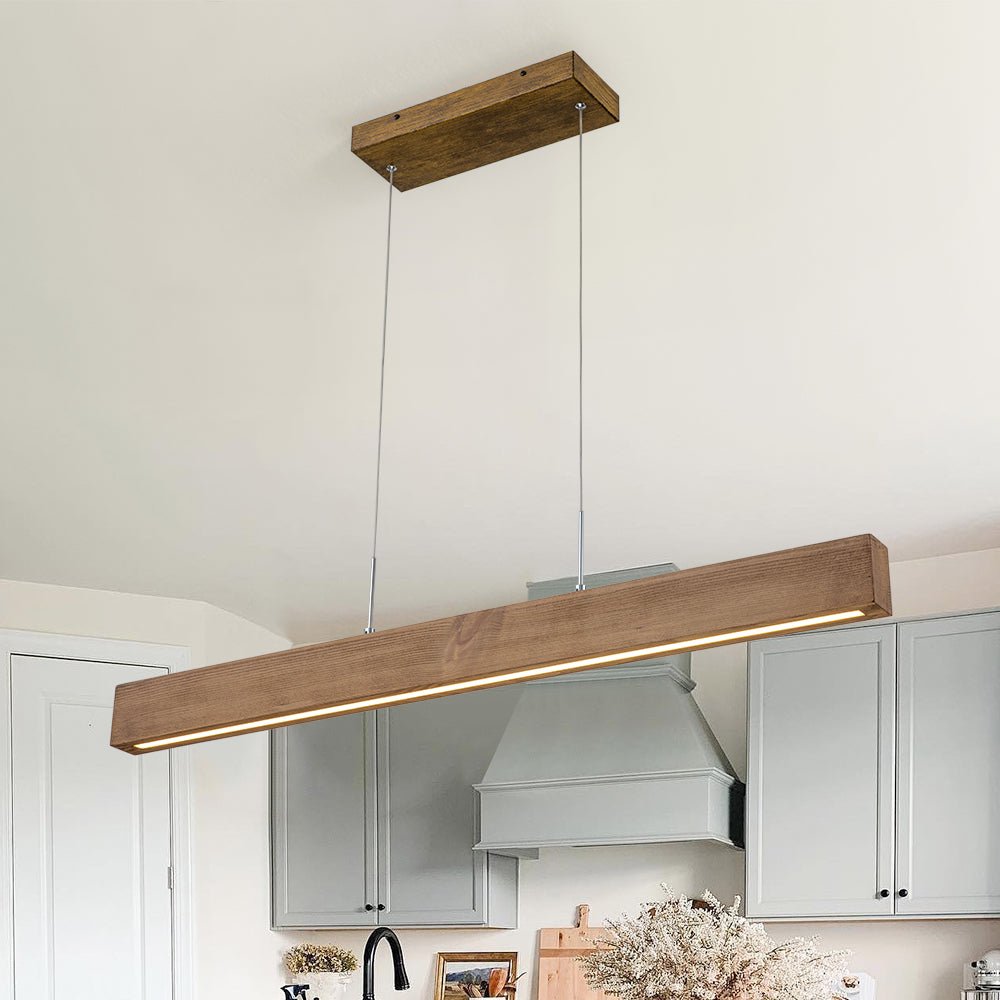 (OpenBox) 1-Light Modern Minimalist LED Wood Linear Chandelier