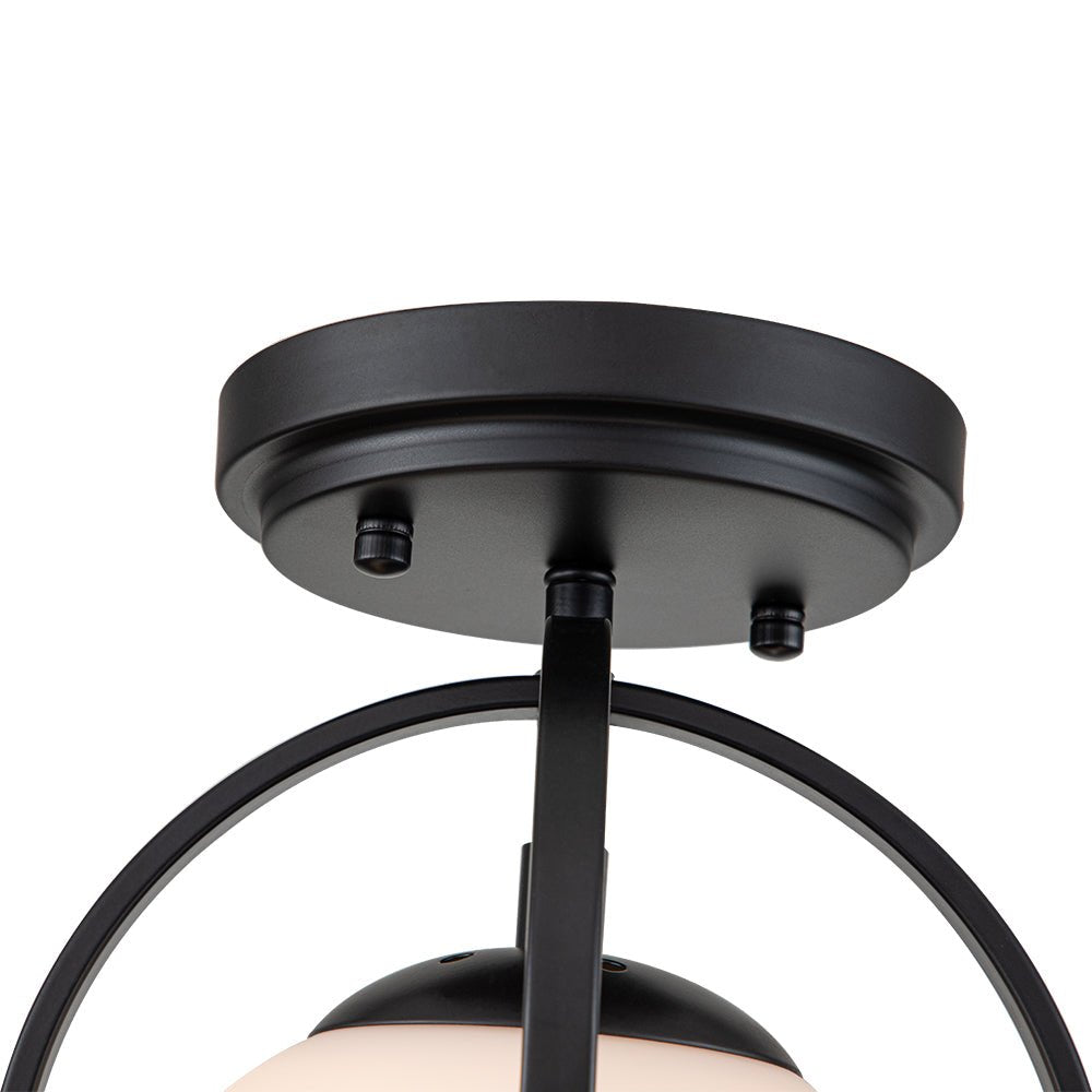 1-Light Opal Glass Sphere Semi-Flush Mount