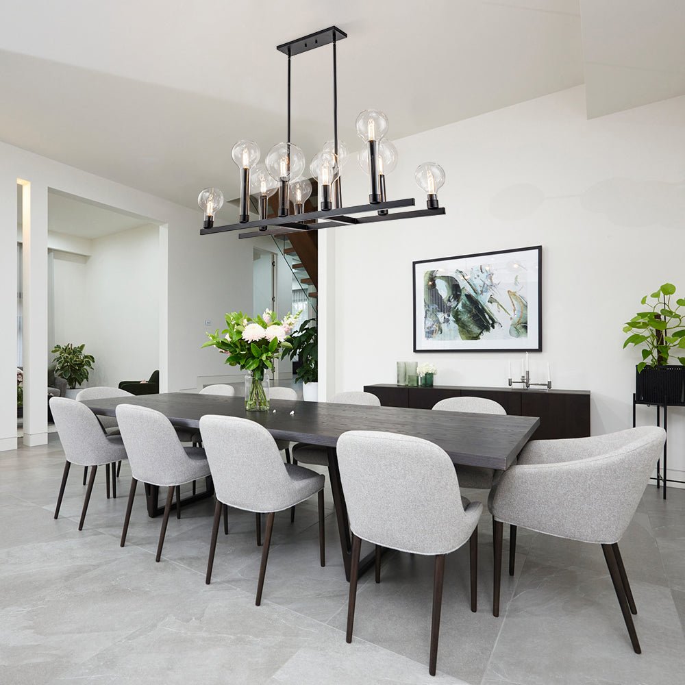 10-Light Clear Glass Bubble Linear Chandelier
