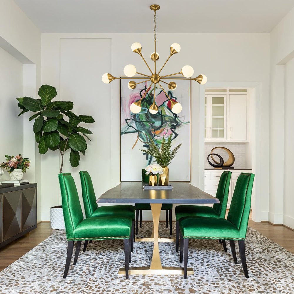 12-Light Opal Glass Globe Sputnik Chandelier
