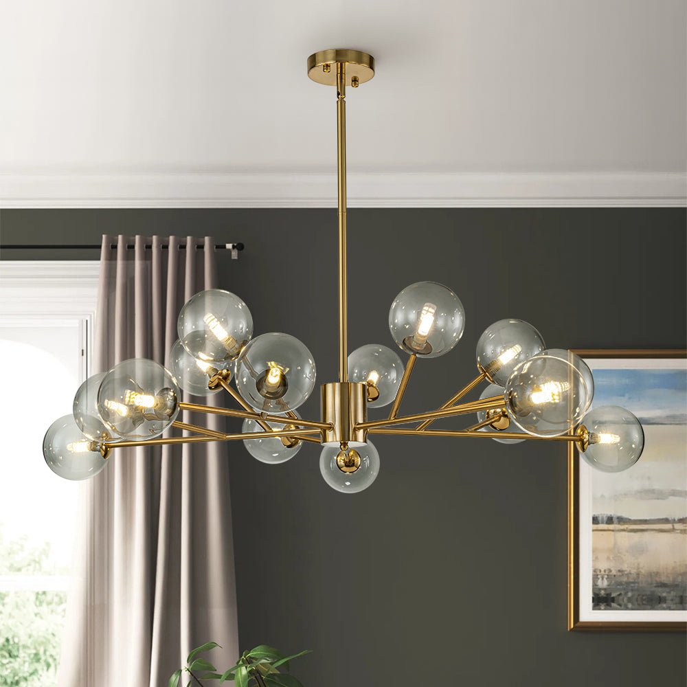 15-Light Branch Smoked Glass Globe Bubble Chandelier