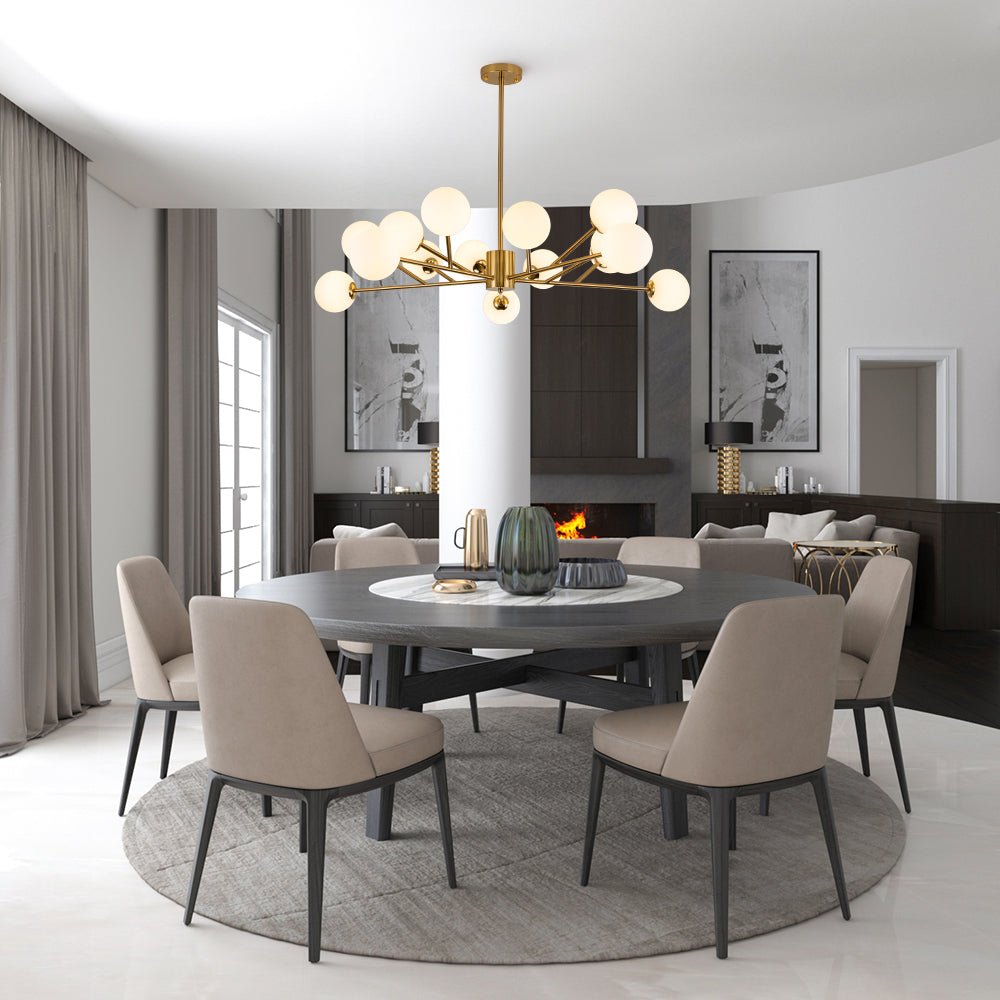 15-Light Frosted Glass Globe Branch Pendant Chandelier