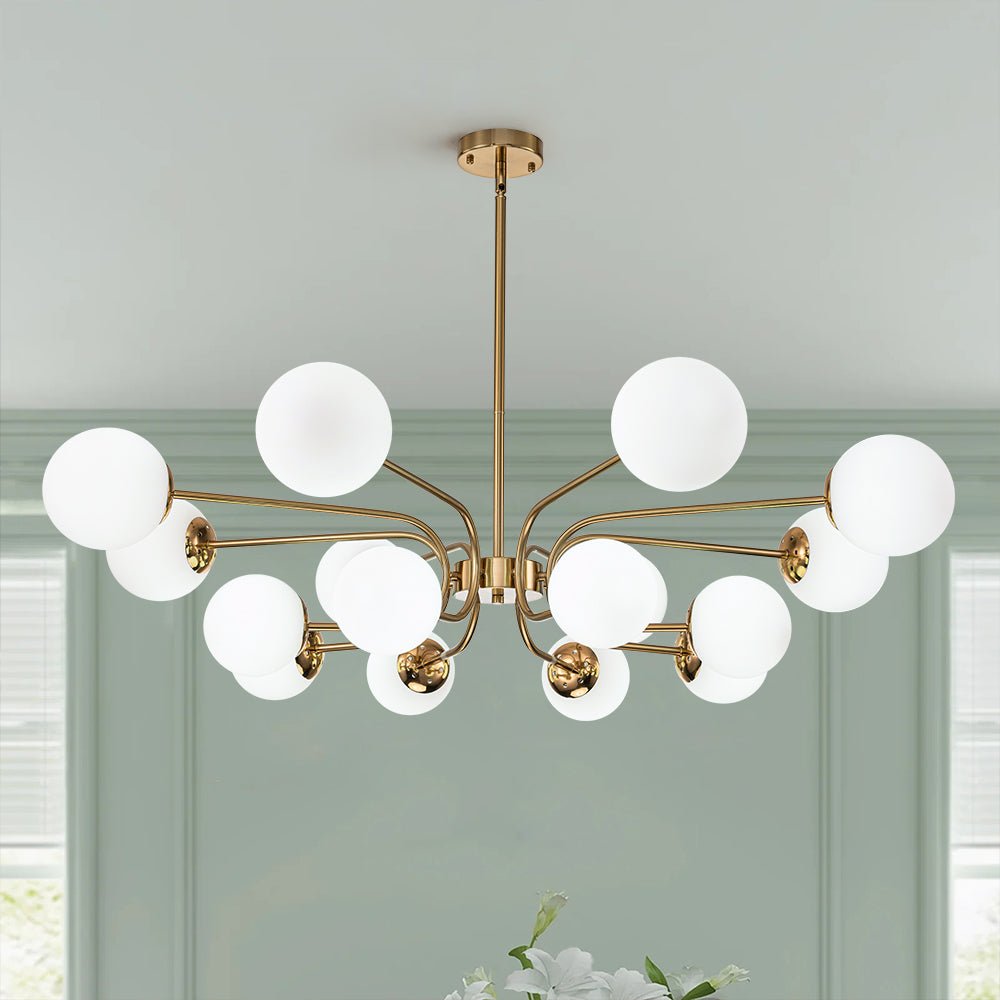 16-Light Frosted Glass Globe Bubble Sputnik Chandelier