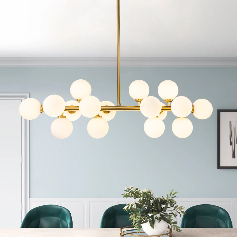 (OpenBox) 16-Light Milky White Glass Globe Linear Sputnik Chandelier