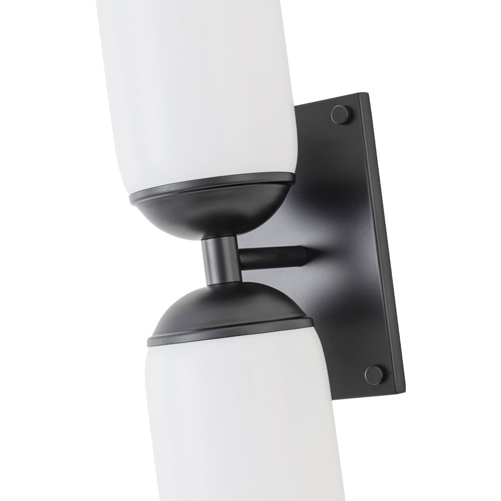 2-Light Milky White Glass Cylinder Vanity Wall Sconce
