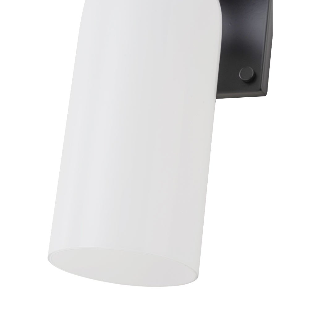 2-Light Milky White Glass Cylinder Vanity Wall Sconce