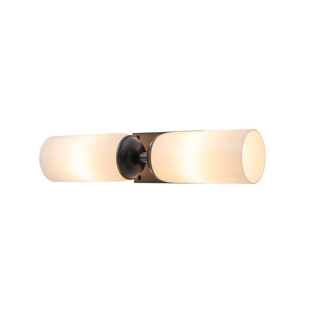 2-Light Milky White Glass Cylinder Vanity Wall Sconce