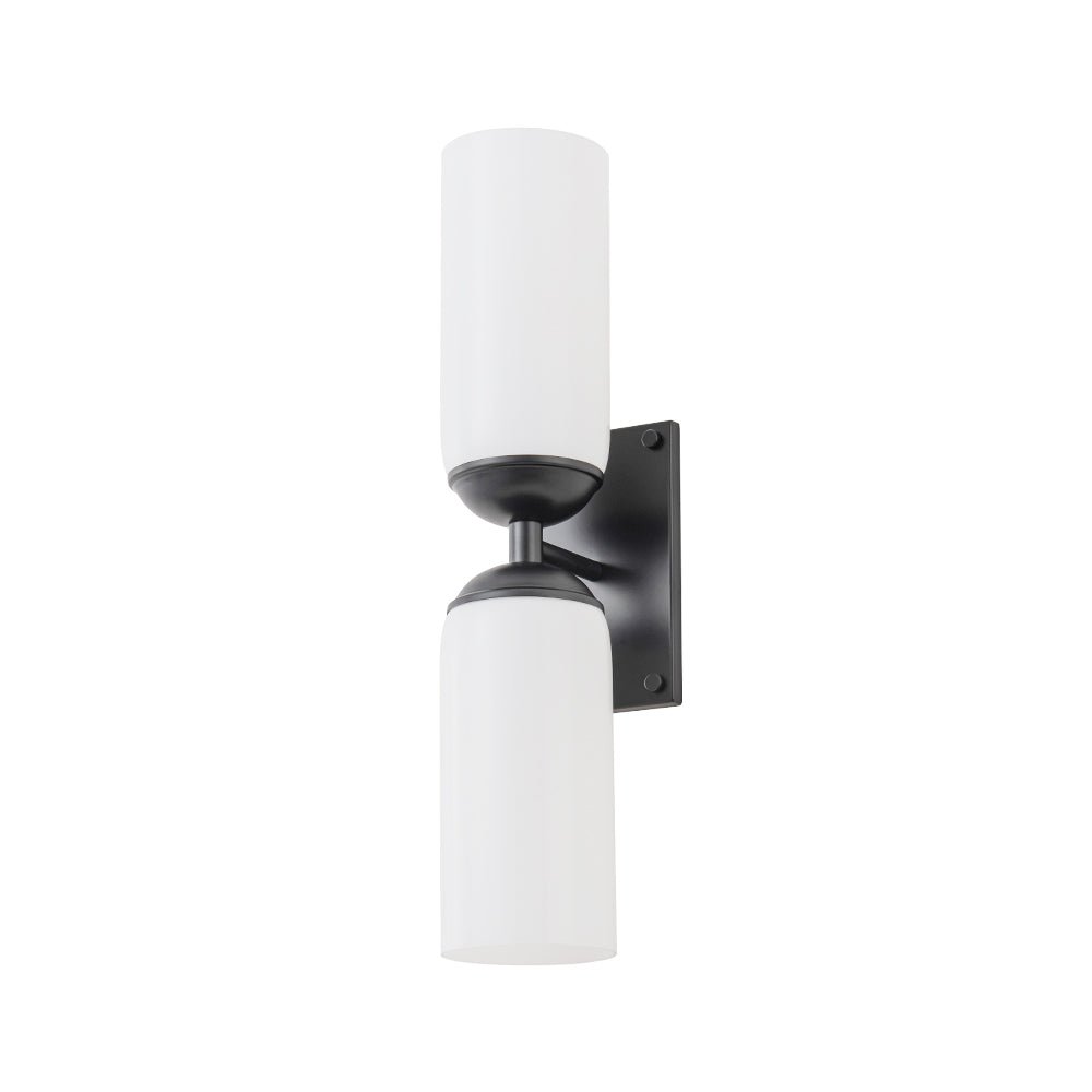2-Light Milky White Glass Cylinder Vanity Wall Sconce