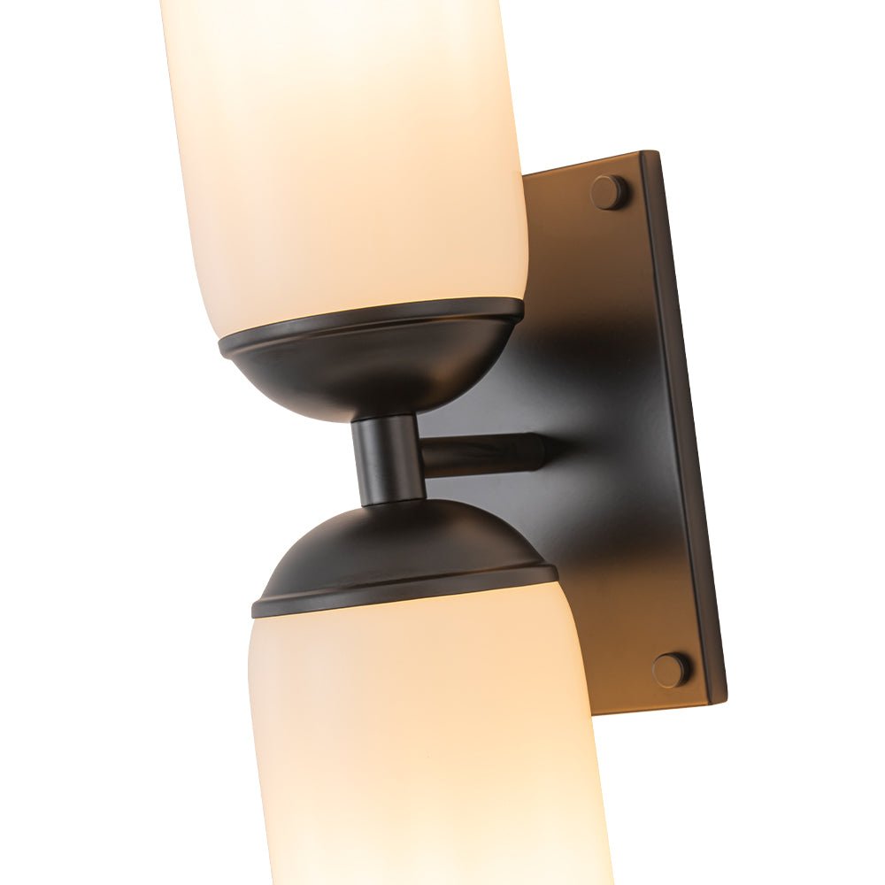 2-Light Milky White Glass Cylinder Vanity Wall Sconce