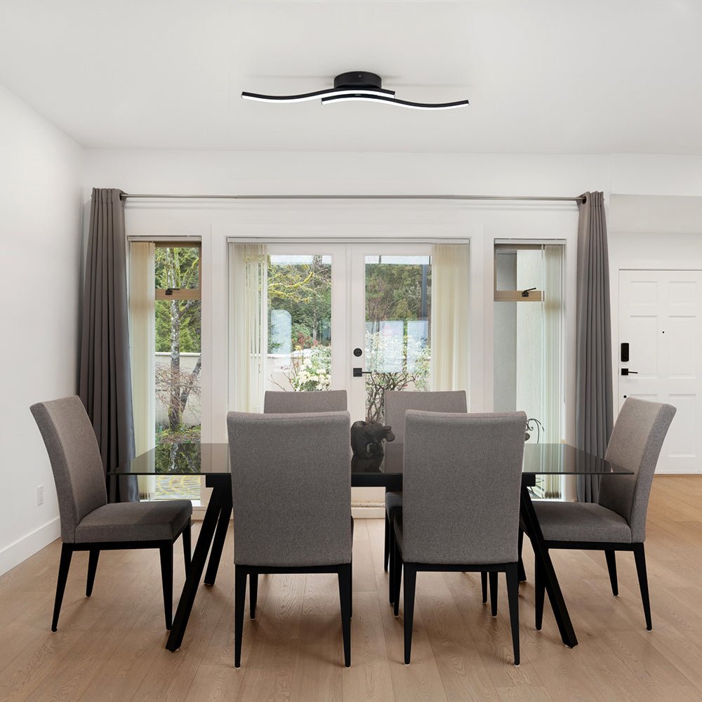 2-Light Wavy Linear Dimmable LED Flush Mount Wall Light