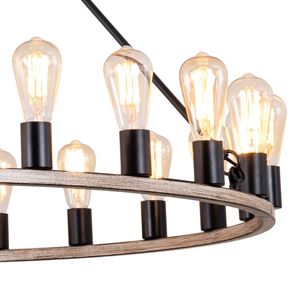 24-Light Oversized Vintage Wagon Wheel Chandelier