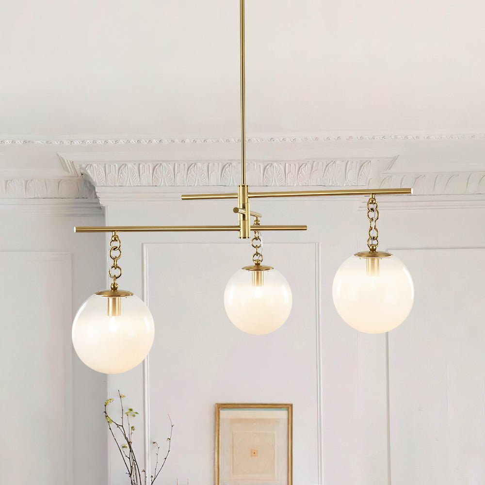 3-light Adjustable Gradual White Glass Globe Sputnik Chandelier