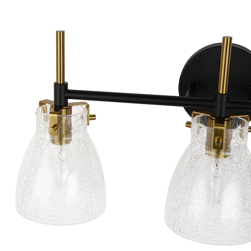 3-Light Black Brass Bell Glass Shade Vanity Wall Lamp