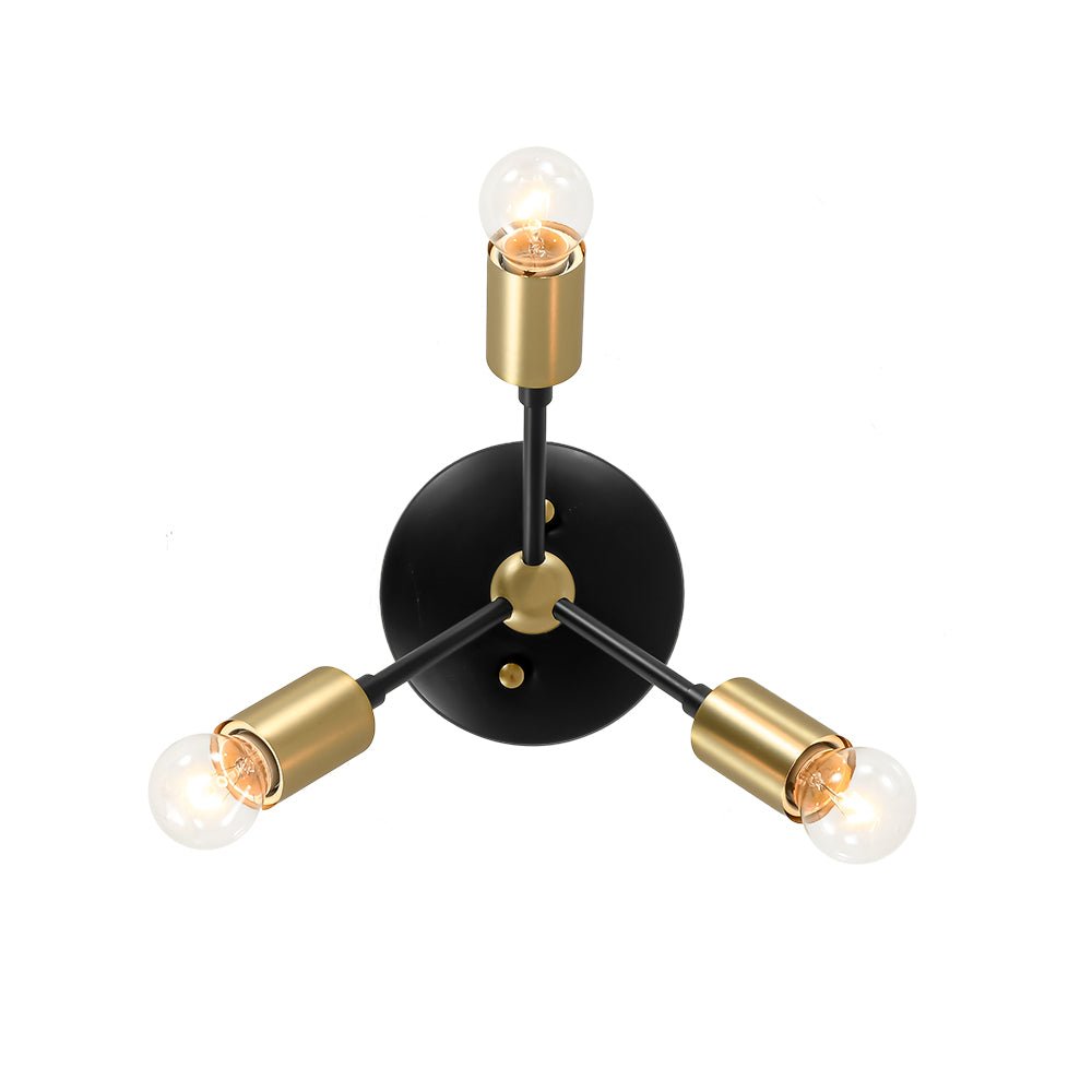 3-Light Black Brass Sputnik Semi Flush Mount