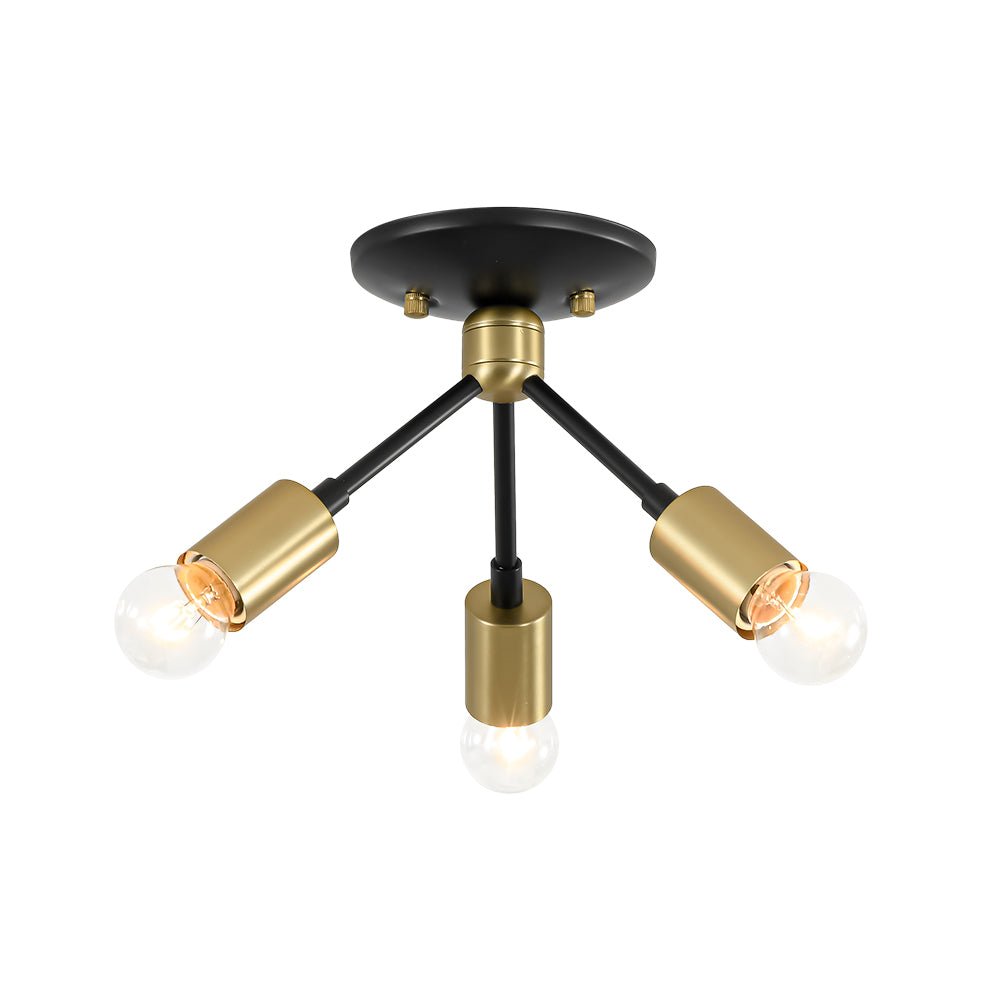 3-Light Black Brass Sputnik Semi Flush Mount