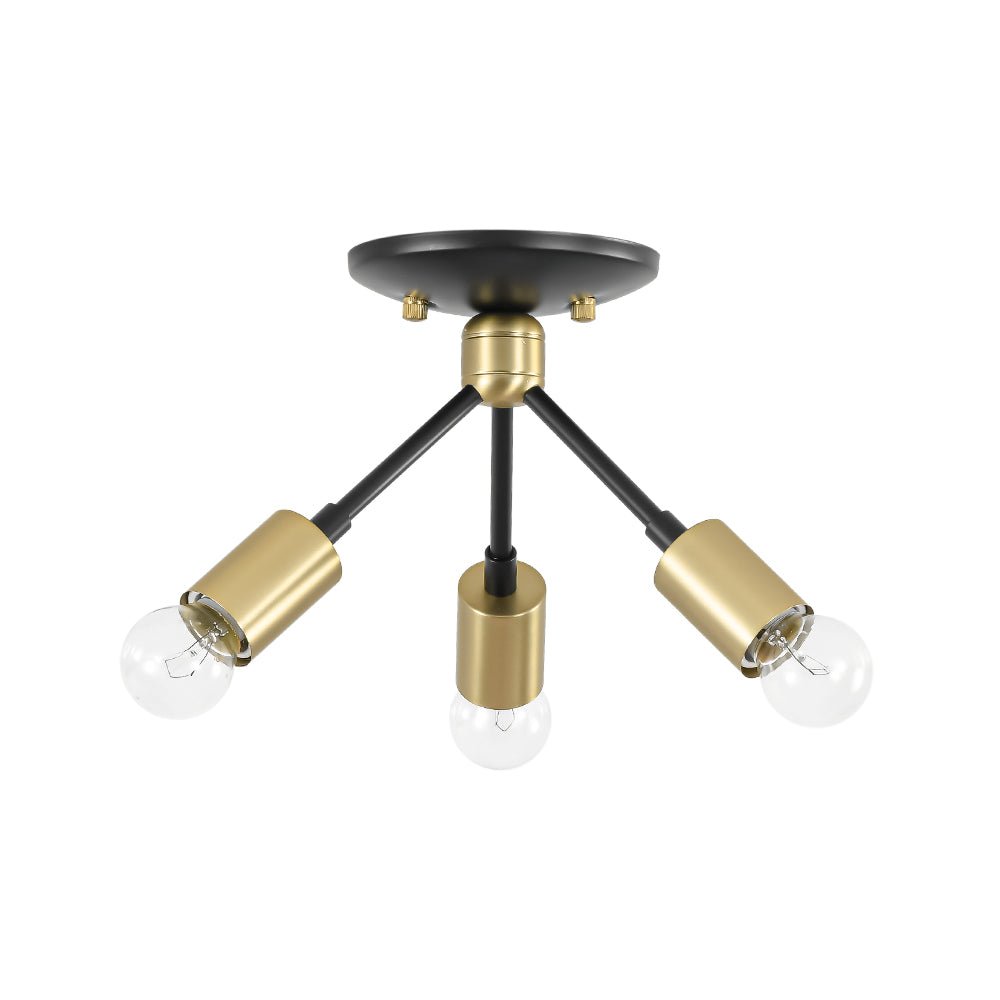 3-Light Black Brass Sputnik Semi Flush Mount