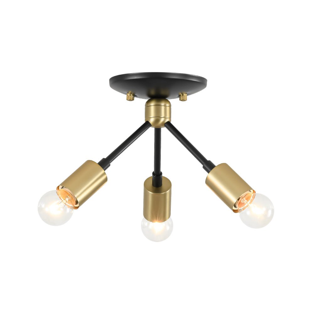 3-Light Black Brass Sputnik Semi Flush Mount