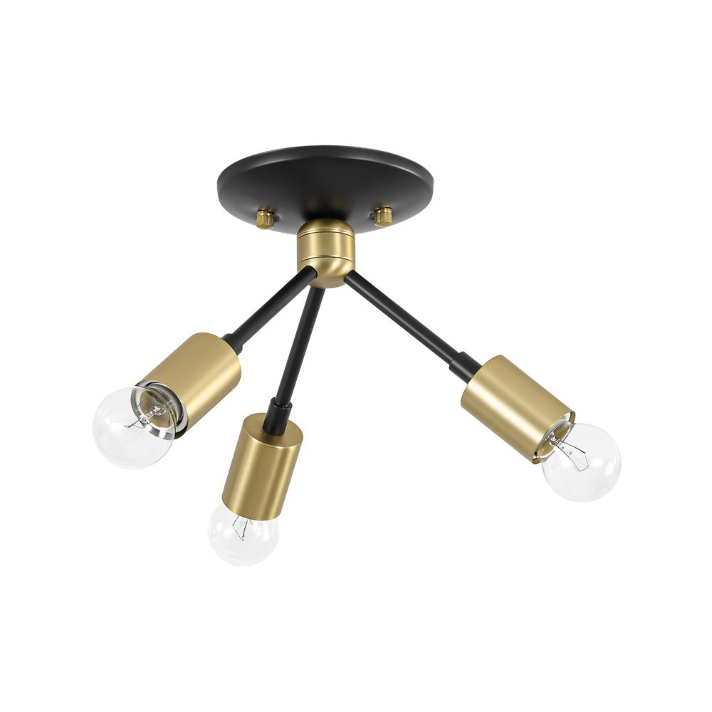 3-Light Black Brass Sputnik Semi Flush Mount