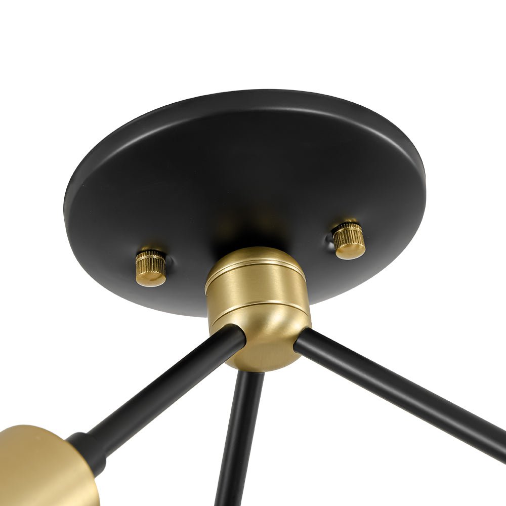 3-Light Black Brass Sputnik Semi Flush Mount
