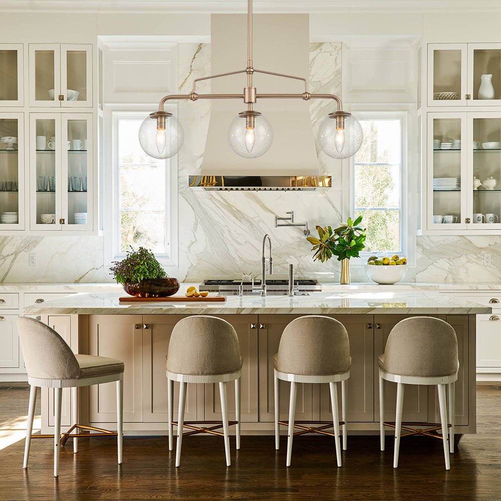 3-Light Bubble Linear Island Pendant