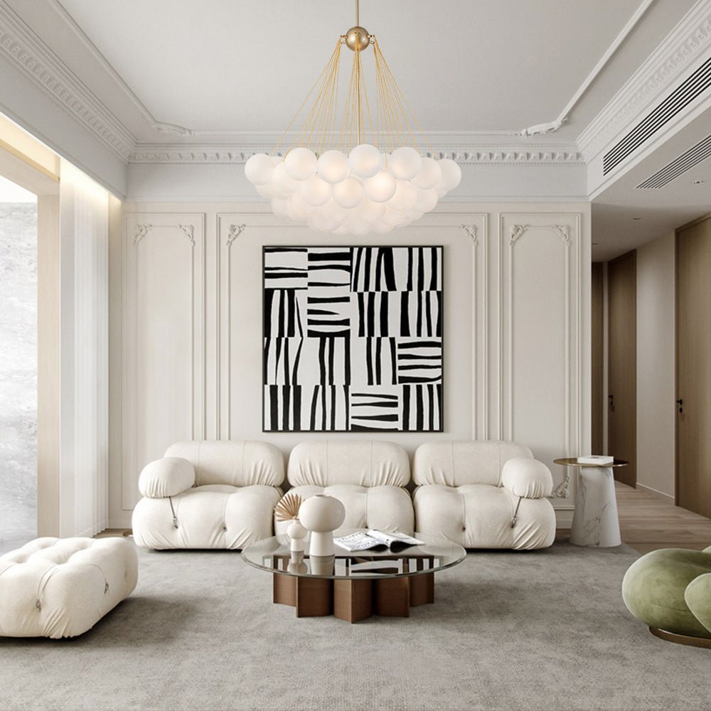 3-Light Cluster Frosted Glass Bubble Chandelier