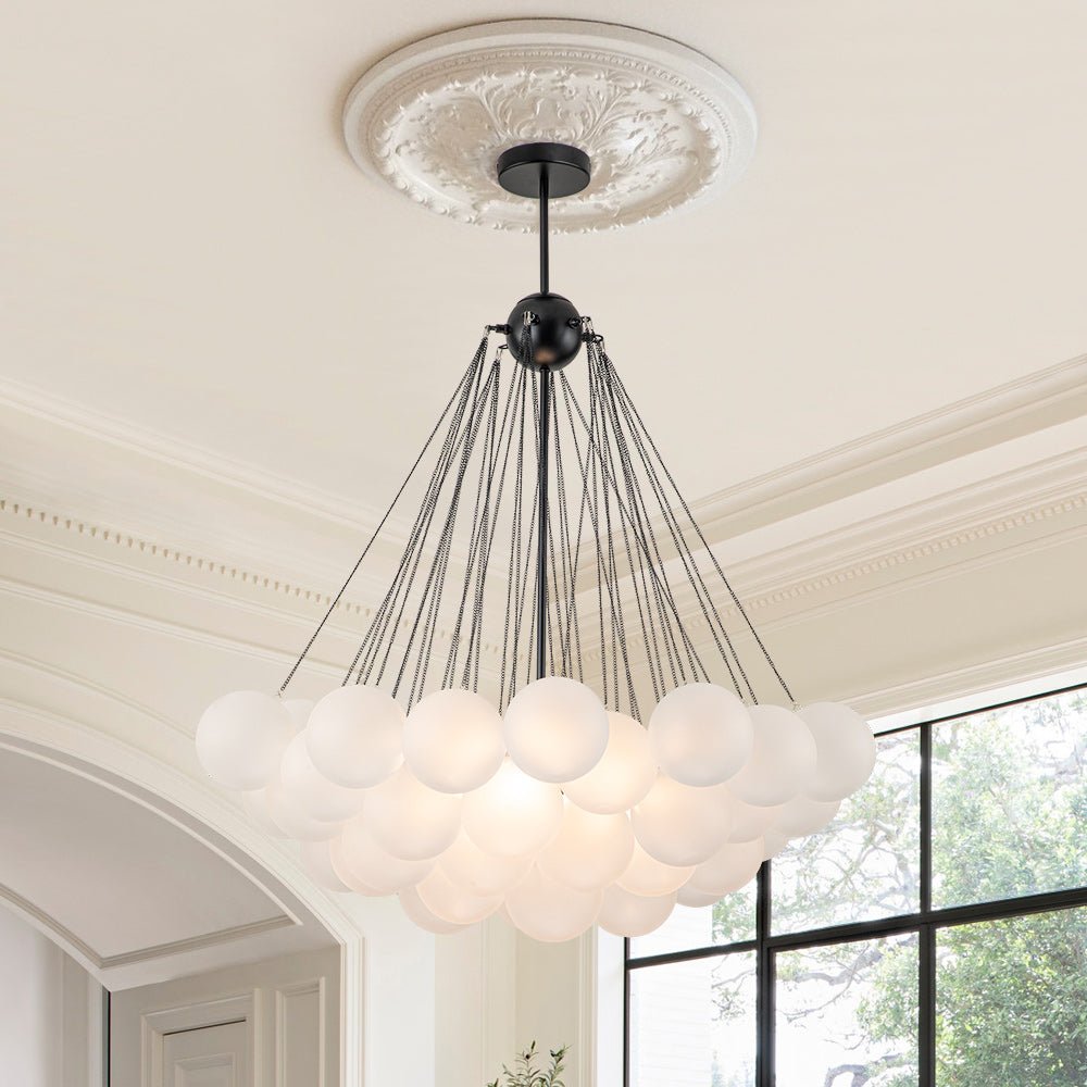 3-Light Cluster Frosted Glass Bubble Chandelier