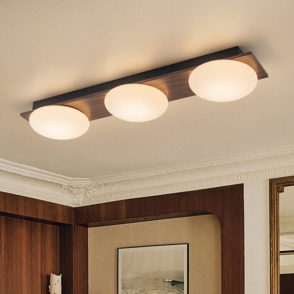 3-Light Dimmable LED Rustic Linear Flush Mount Light