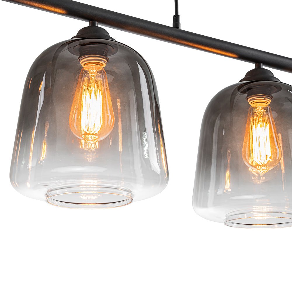 3-Light Gradual Smoked Glass Shade Linear Island Pendant