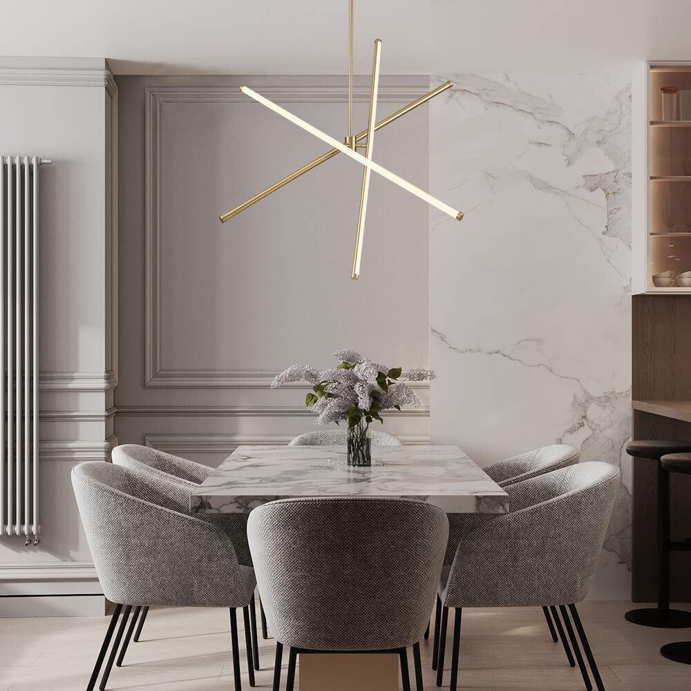3-Light LED Tube Sputnik Chandelier