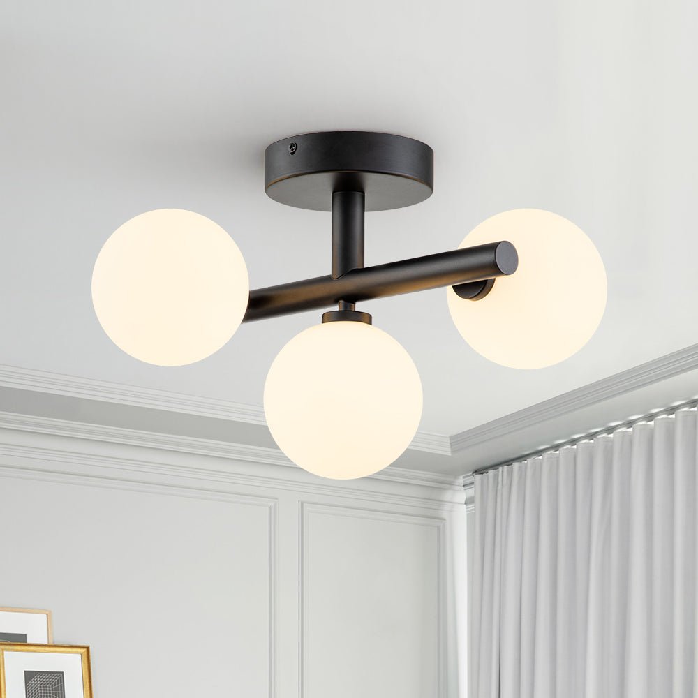 3-light Opal Glass Bubble Semi Flush Mount