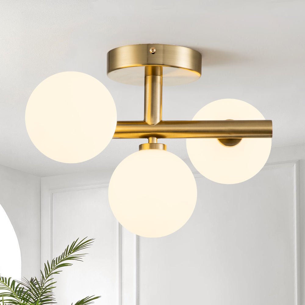 3-light Opal Glass Bubble Semi Flush Mount