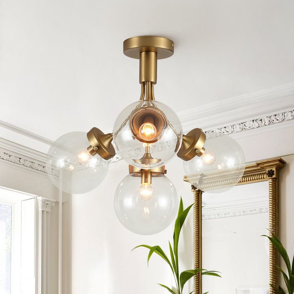4-Light Bloom Clear Glass Globe Semi Flush Mount
