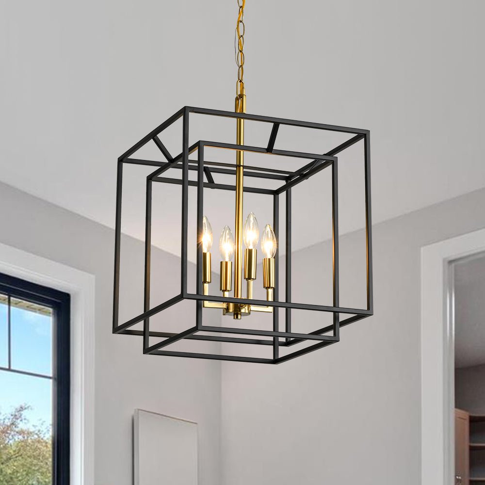 4-Light Candle Style Tiered Square Lantern Pendant