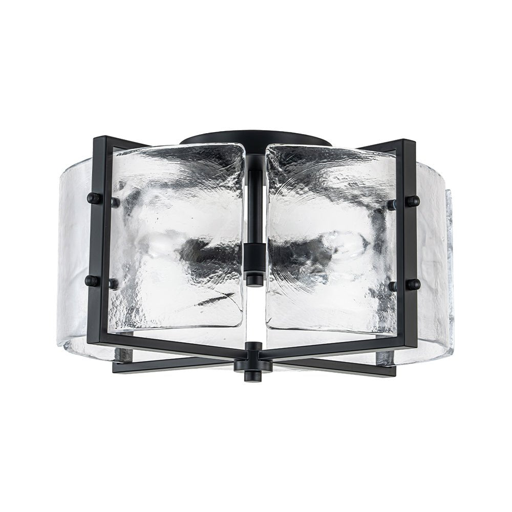 4-Light Contemporary Clear Textured Glass Drum Flush Mount