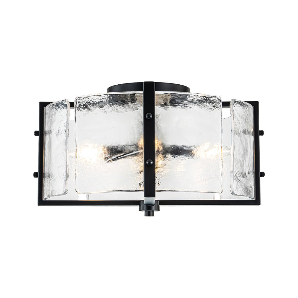4-Light Contemporary Clear Textured Glass Drum Flush Mount