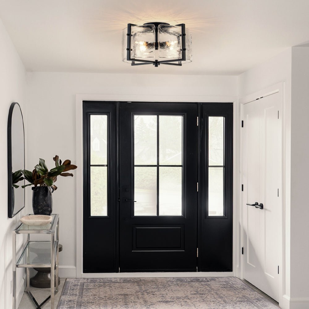 4-Light Contemporary Clear Textured Glass Drum Flush Mount