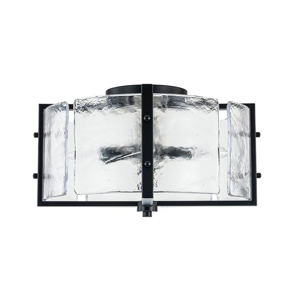 4-Light Contemporary Clear Textured Glass Drum Flush Mount