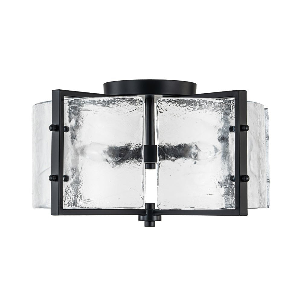 4-Light Contemporary Clear Textured Glass Drum Flush Mount