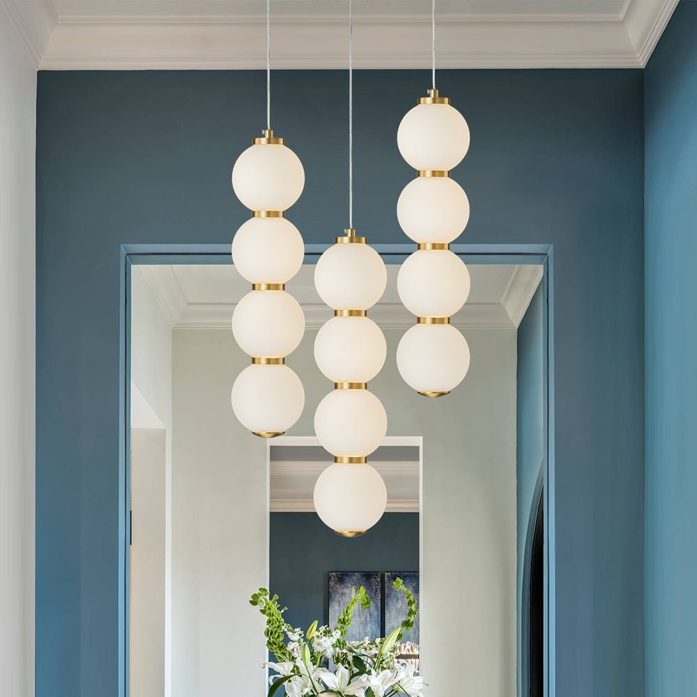 4-Light LED Frosted Glass Strand Globe Pendant Light
