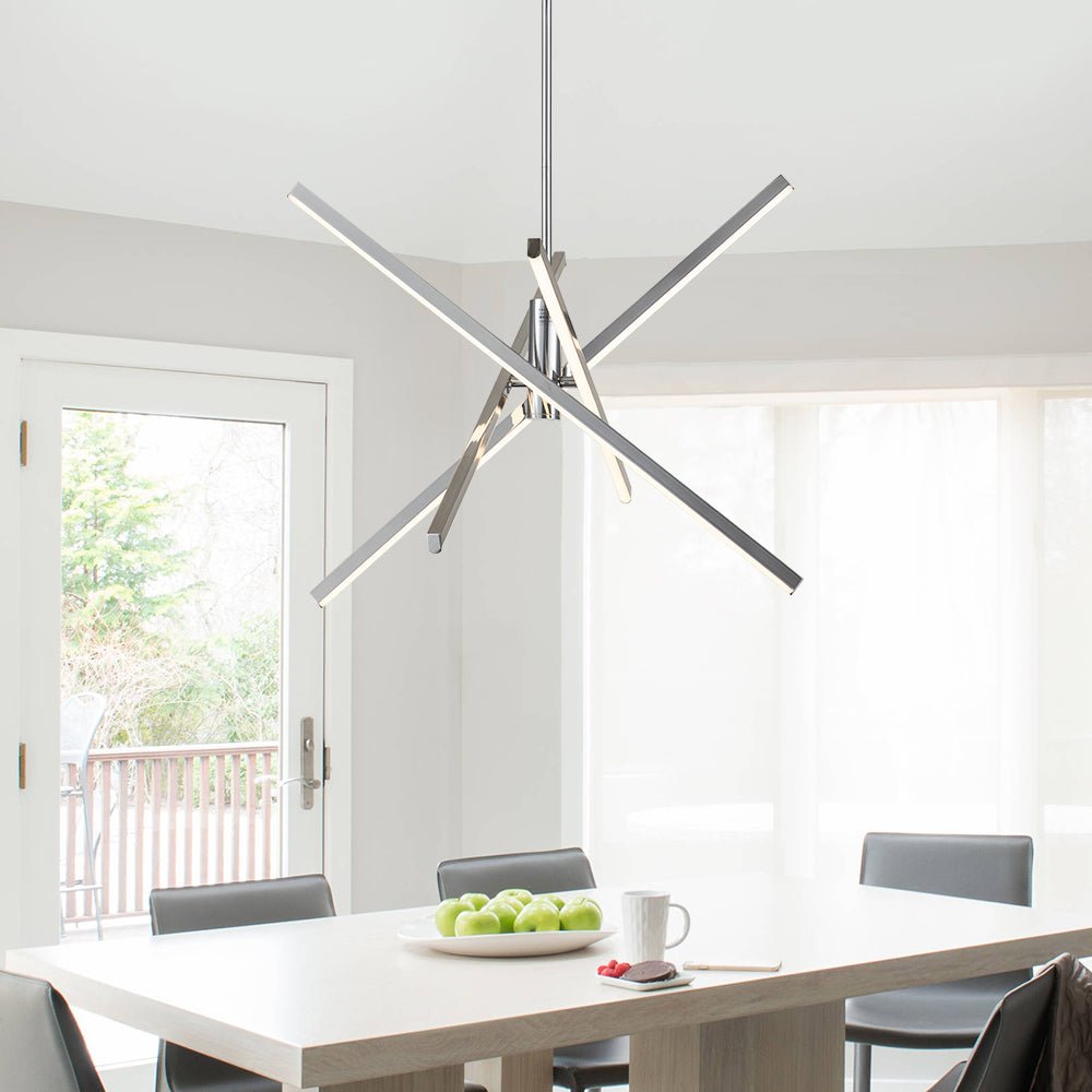 4-Light Dimmable LED Tube Sputnik Chandelier