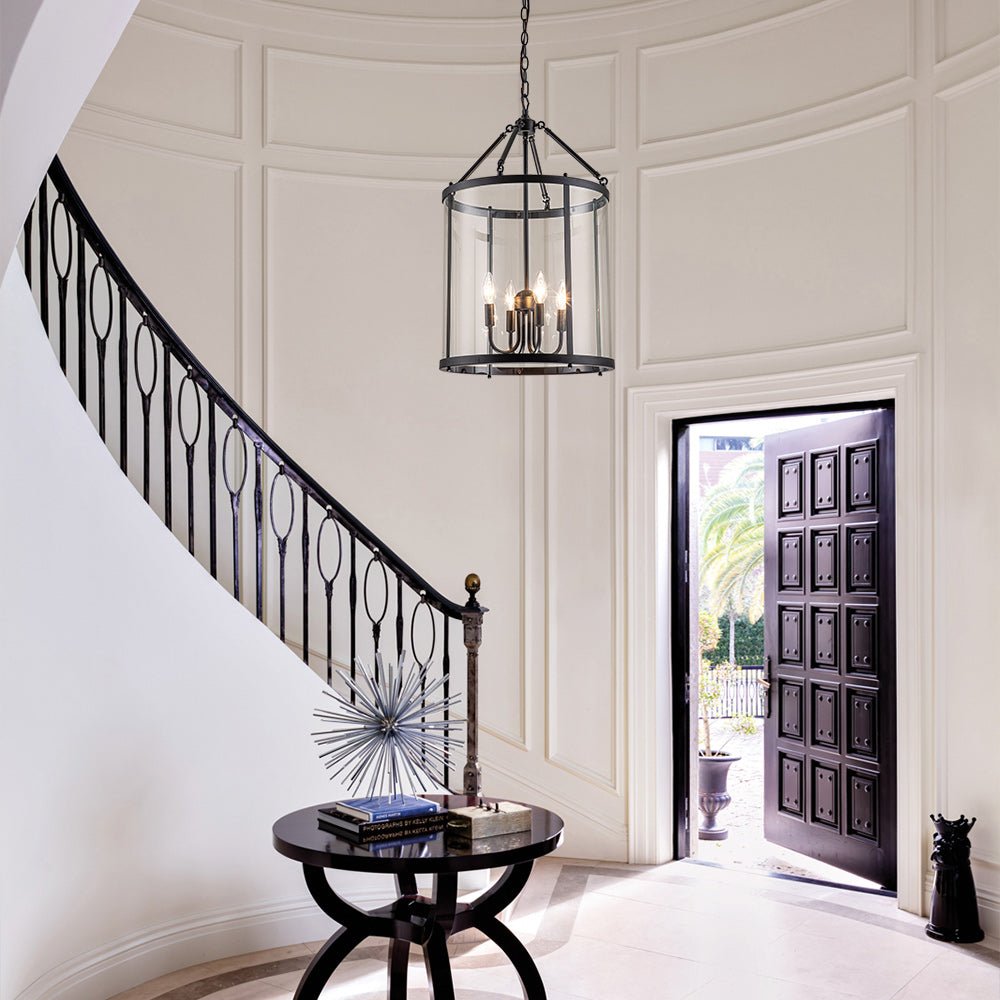 4-Light Manor Glass Wide Cylinder Lantern Pendant Light
