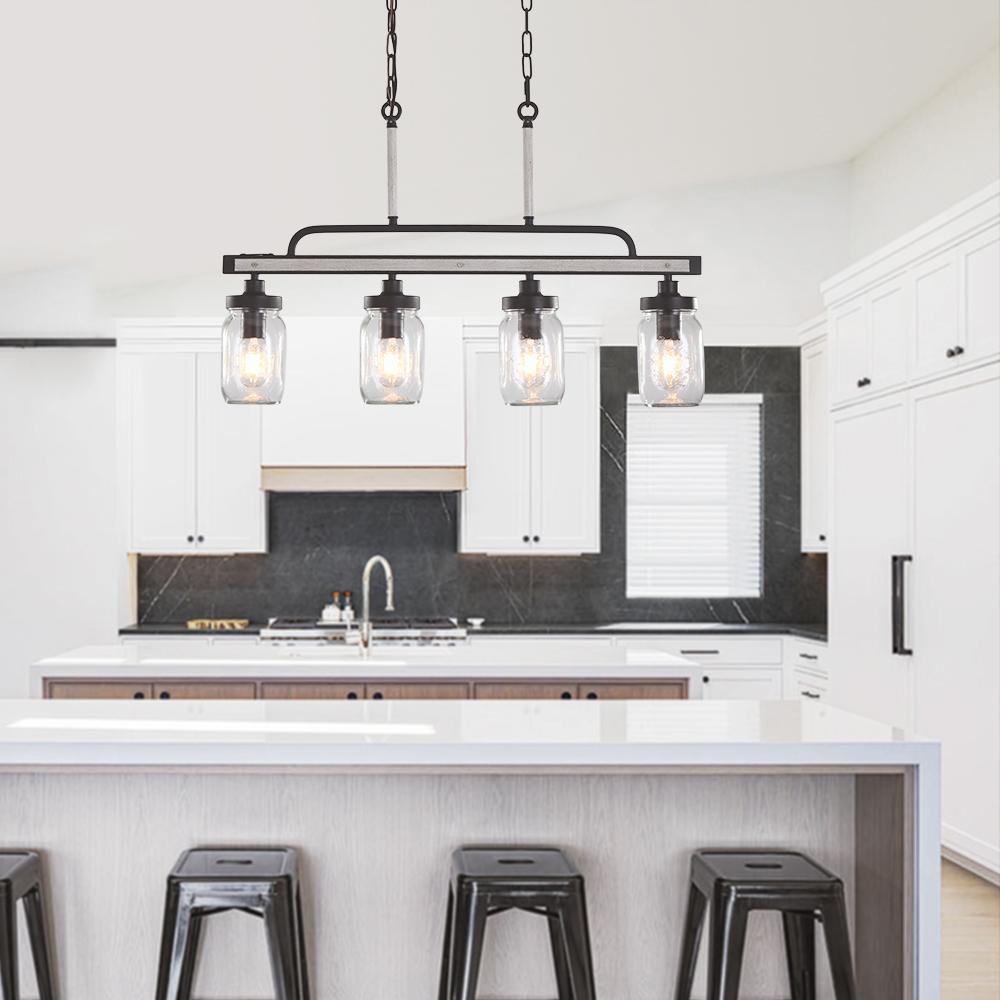 4-light Mason Jar Island Pendant