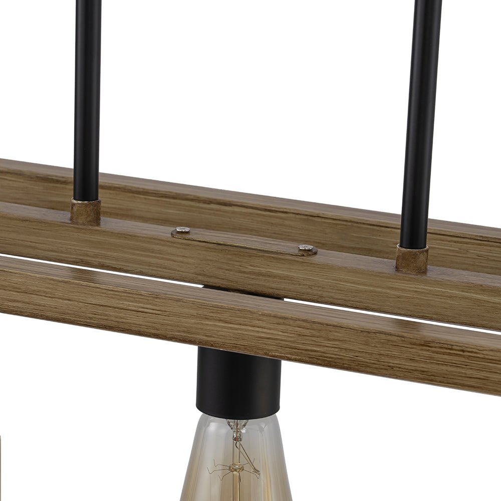 5-Light Trapezoid Wood Grain Chain Linear Island Chandelier