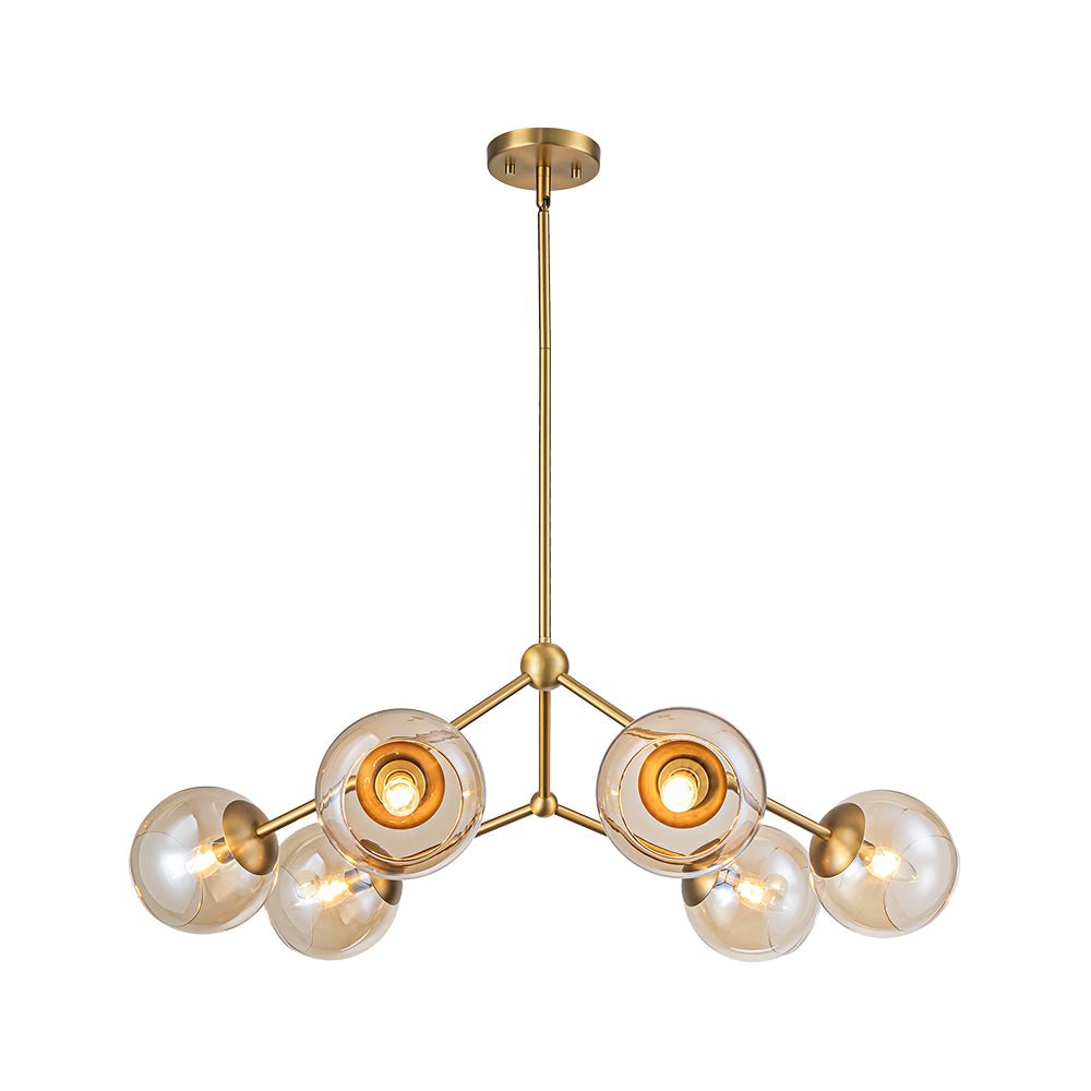 6-Light Amber Glass Globe Branch Sputnik Chandelier