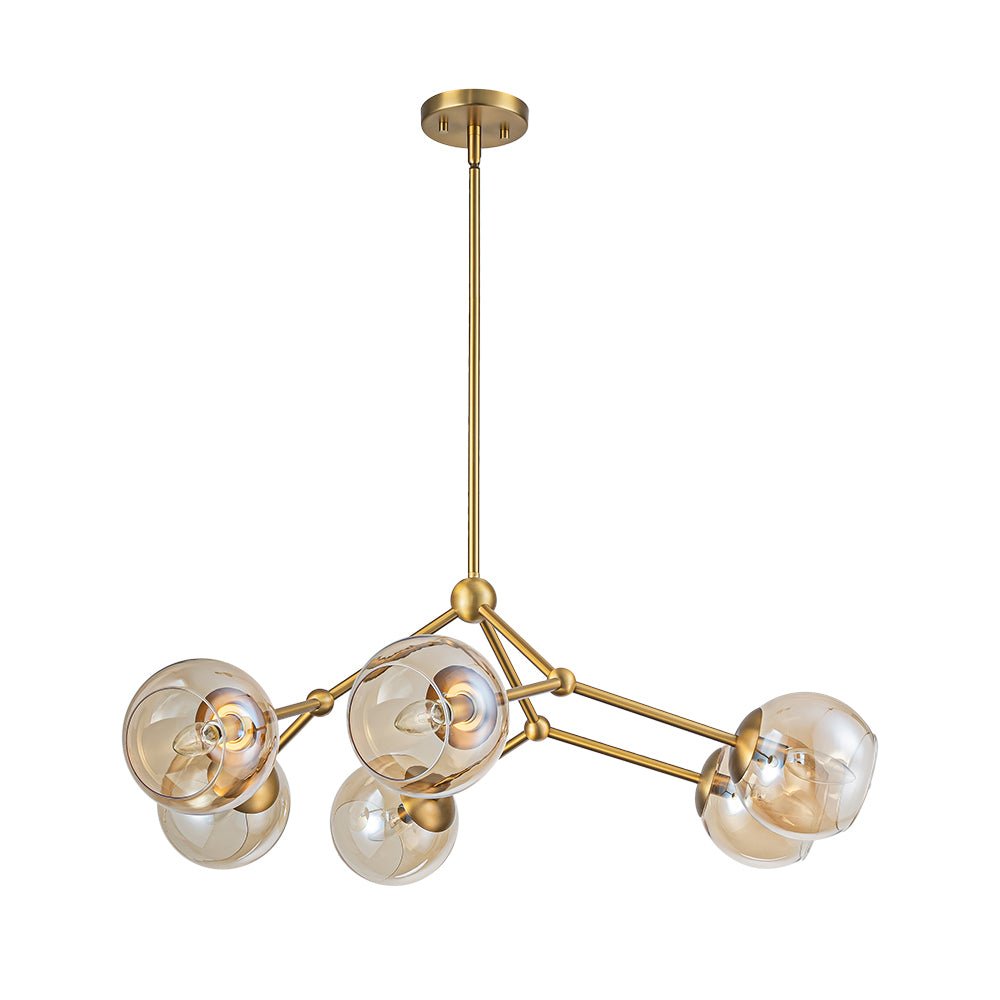 6-Light Amber Glass Globe Branch Sputnik Chandelier