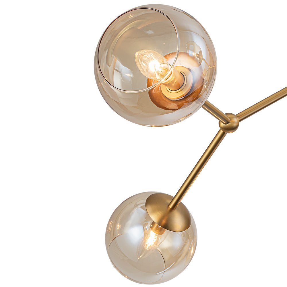 6-Light Amber Glass Globe Branch Sputnik Chandelier