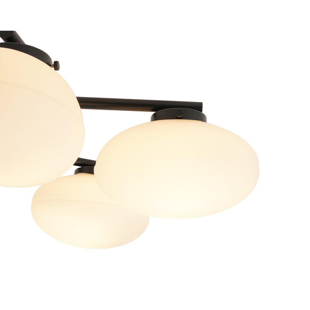 6-Light Branch Frosted Glass Egg Semi Flush Chandelier