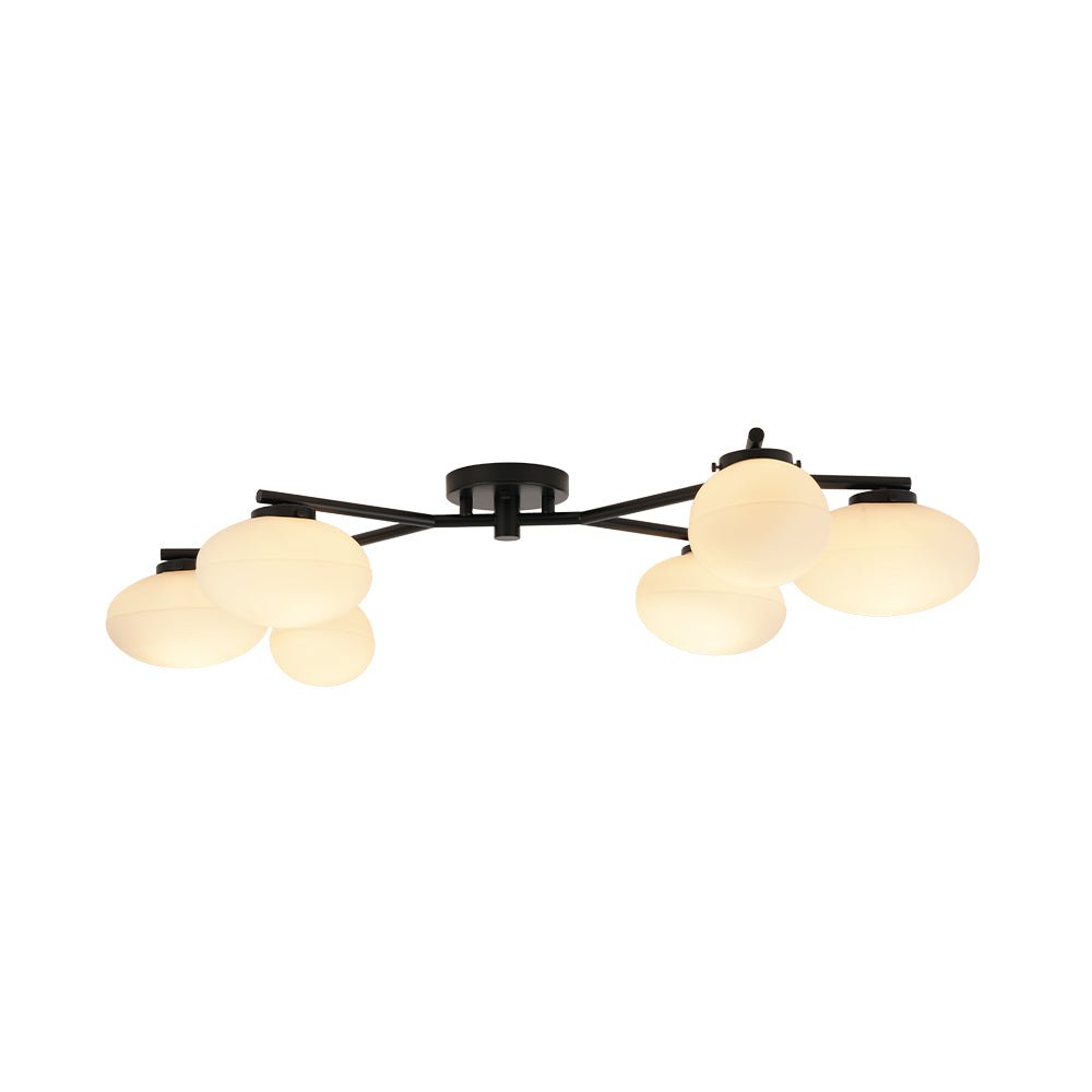 6-Light Branch Frosted Glass Egg Semi Flush Chandelier