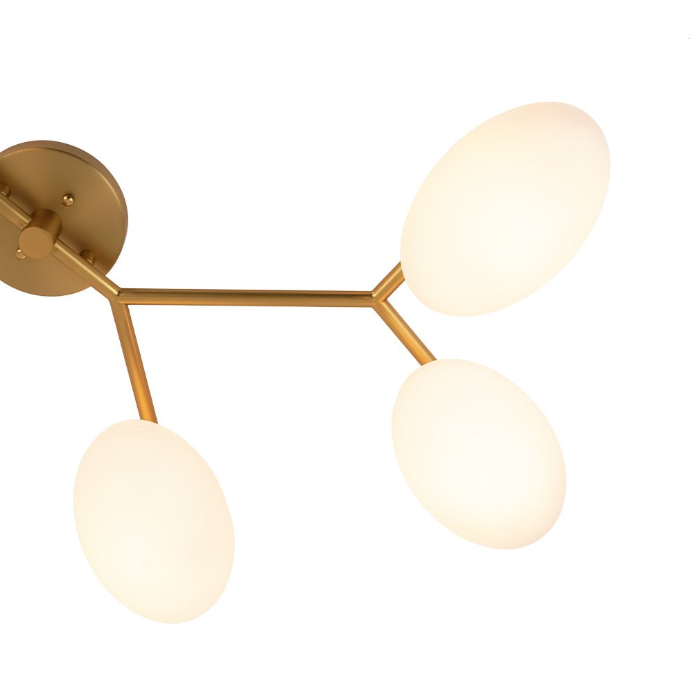 6-Light Branch Frosted Glass Egg Semi Flush Chandelier